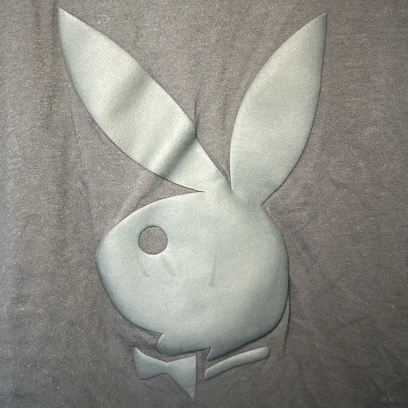 Playboy by Pacsun Puff Bunny Logo Black T-Shirt Y2K Streetwear Trendy Style - Picture 2 of 3